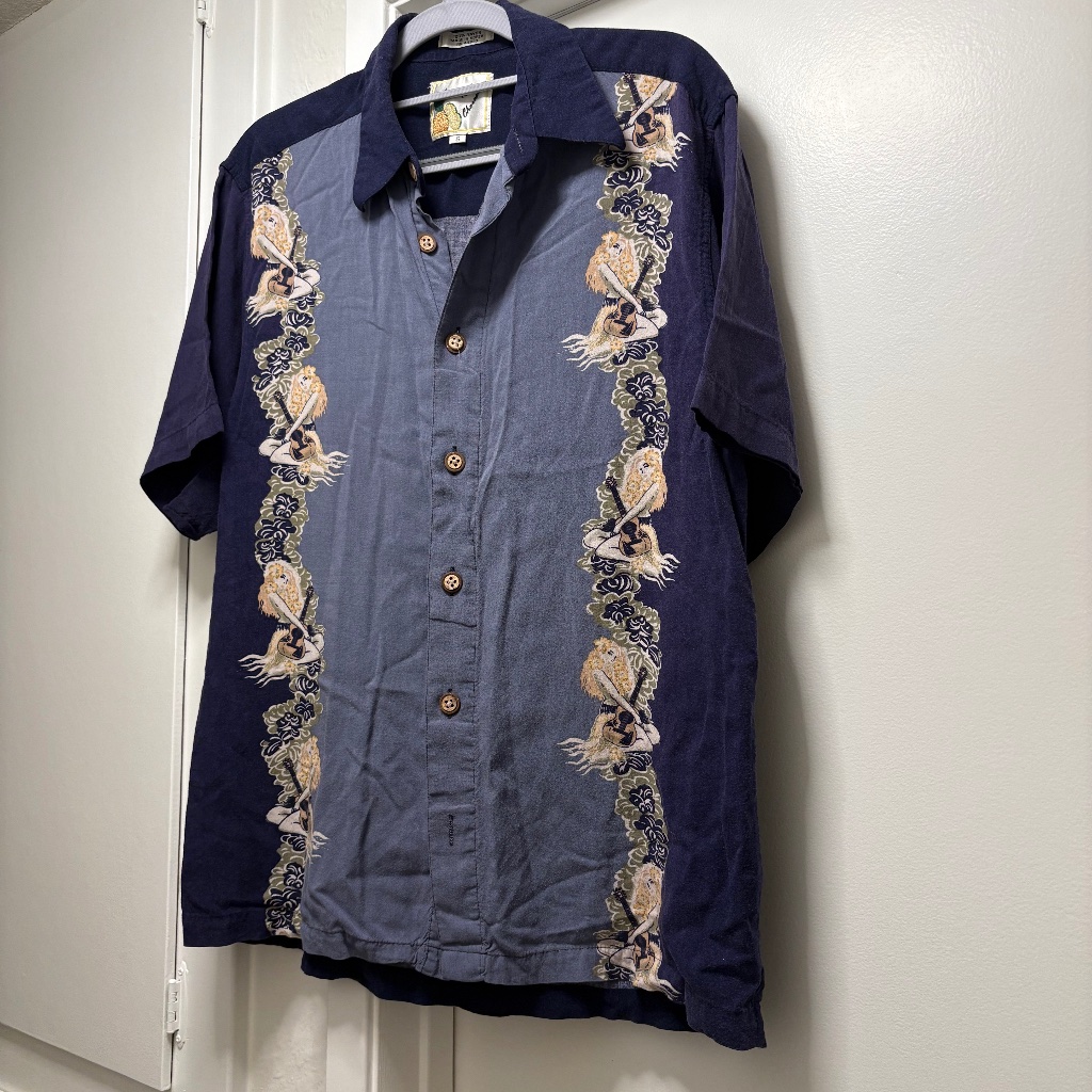 Vintage Ron Chereskin Aloha Shirt With Hula Girl - Size Small